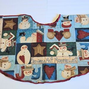 2001 Tapestry Christmas Tree Skirt, Rustic Snowman Birdhouse 50" EVC Mohawk Home